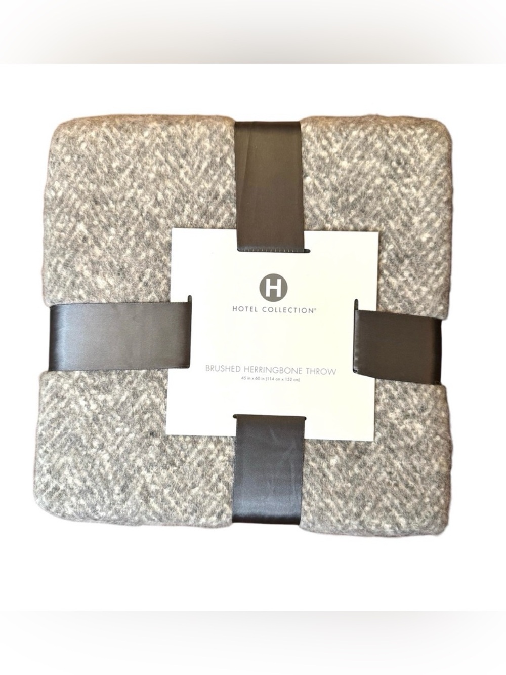 HOTEL COLLECTION Brushed Herringbone Throw 45”x60” NWT